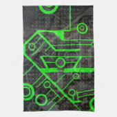 緑の回路 キッチンタオル (縦)