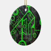 緑の回路 セラミックオーナメント (右)