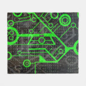 緑の回路 フリースブランケット (正面(横))