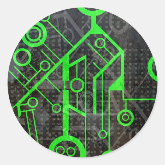 緑の回路 ラウンドシール (正面)