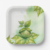 緑の図解入りの、写真付きの自然赤ちゃんシャワー ペーパープレート (正面)