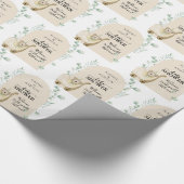 緑の図解入りの、写真付きの赤ちゃんシャワーパーソナライズされた ラッピングペーパー (角)