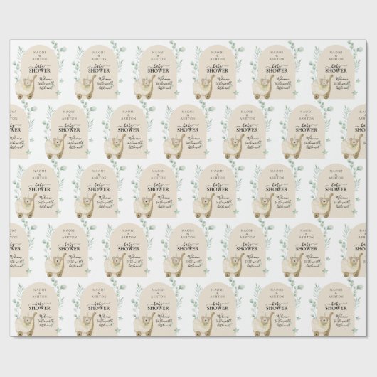 緑の図解入りの、写真付きの赤ちゃんシャワーパーソナライズされた ラッピングペーパー (フラット)