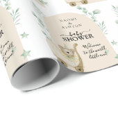 緑の図解入りの、写真付きの赤ちゃんシャワーパーソナライズされた ラッピングペーパー (ロールコーナー)