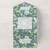 緑の国の濃淡フローラQRコード オールインワン招待状 (外側)