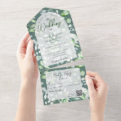 緑の国の濃淡フローラQRコード オールインワン招待状 (貼ってはがせる)