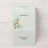 緑の国の野淡い色の草花 オールインワン招待状 (外側)