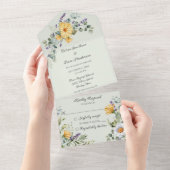 緑の国の野淡い色の草花 オールインワン招待状 (貼ってはがせる)