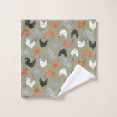 緑の国の鶏そしてオンドリ バスタオルセット (ウォッシュタオル)