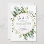 緑の園区と参照して、ユーカリプタスミートあいさつベビー 招待状 (正面)