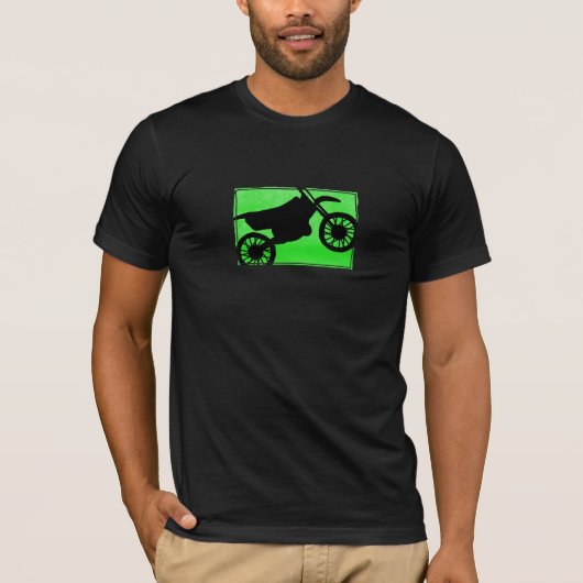 緑の土のバイクのシルエットのTシャツ Tシャツ (正面)