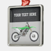 緑の土のバイクは男の子のクリスマスの男の子を遊ばします メタルオーナメント (左)