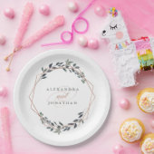 緑の地域 |バラ結婚金ゴールド ペーパープレート (パーティー)