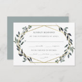 緑の地域 |金ゴールド結婚の食事の選択 出欠カード (正面/裏面)