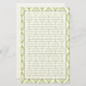 緑の垂直なエッジパターンの背景 便箋 (正面/裏面)
