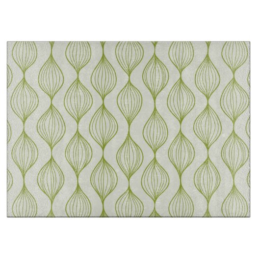 緑の垂直方向のエッジパターンの背景 カッティングボード (正面)