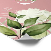 緑の埃っぽいバラピンクの赤ちゃんシャワー歓迎サイン ポスター (角)