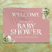 緑の埃っぽいバラピンクの赤ちゃんシャワー歓迎サイン ポスター