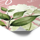 緑の埃っぽいバラベビーシャワー歓迎サイン ポスター (角)