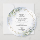 緑の埃っぽい青いブライダルシャワーサークルメニュー 招待状 (正面)