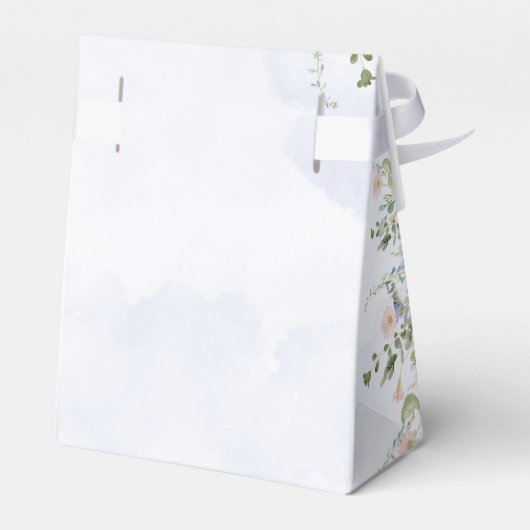 緑の埃っぽい青い水色のワイルドフラワー結婚ズ フェイバーボックス (裏面サイド)