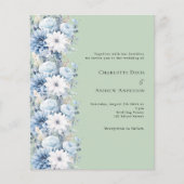 緑の埃っぽい青い花模様結婚式招待状 (正面)