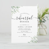 緑の埃の多い青いリハーサルのディナーの招待 招待状 (スタンド正面)