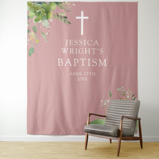 緑の塵のバラピンクのバプテスマの写真の背景 タペストリー (インサイチュ)