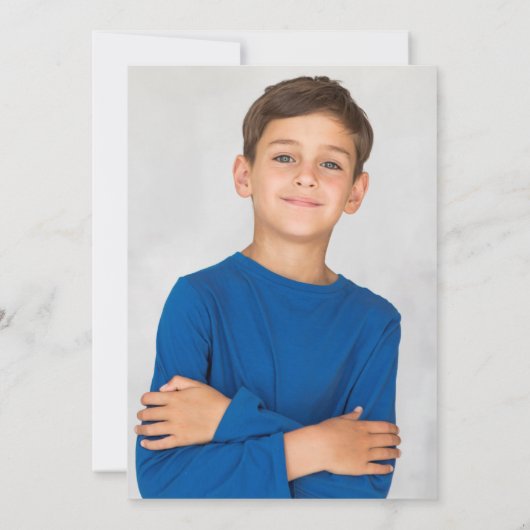 緑の塵の青の最初の聖餐式の写真 招待状 (裏面)