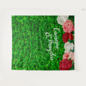 緑の壁の庭園 花のウェディングパーティー 背景 タペストリー (正面(横))