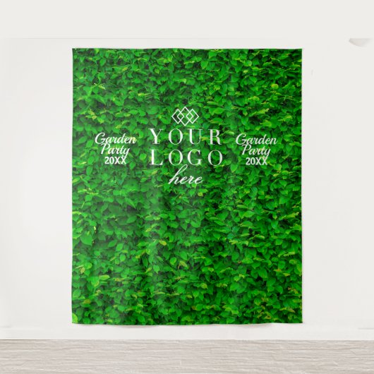 緑の壁ガーデンカスタムロゴパーティーバックドロップ タペストリー (正面)