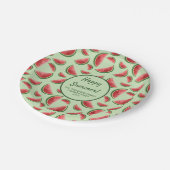 緑の夏にスイカの果実のパターンパーティー ペーパープレート (アングル)