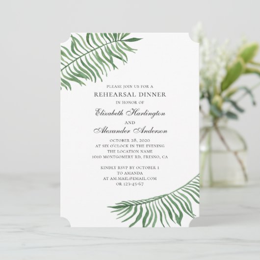 緑の夏のエキゾチック。熱帯リハーサルディナー 招待状 (スタンド正面)