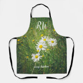 緑の夏の牧草地のカモミールの花 エプロン (正面)