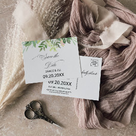 緑の夏の目的地の日付カードを保存 ポストカード