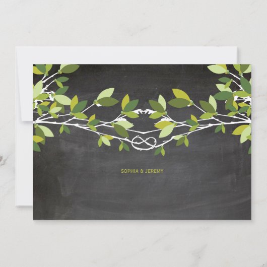 緑の夏の結び付きラブツリーシャルボ結婚ード 招待状 (裏面)