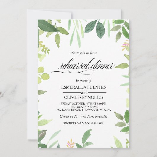 緑の夏の行き先リハーサルディナー 招待状 (正面)