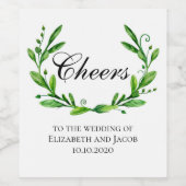 緑の夏ワイングラス。緑の応援結婚ズ ワインラベル (シングルラベル)