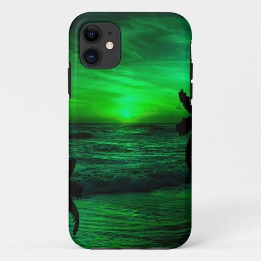 緑の夕焼け 海の風景   Case-Mate iPhoneケース (裏面)