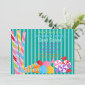 緑の多カラフルくのお菓子スイート16招待状 招待状 (スタンド正面)