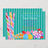 緑の多カラフルくのお菓子スイート16招待状 招待状 (正面/裏面)