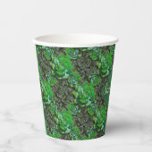 緑の多汁格子パターン紙カップ 紙コップ (正面)
