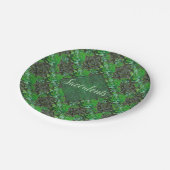 緑の多汁格子パターン紙プレート ペーパープレート (アングル)