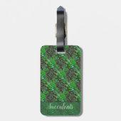 緑の多汁格子パターン荷物タグ ラゲッジタグ (裏面縦)