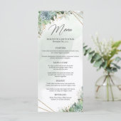 緑の多肉ユーカリ金ゴールドフレームディナーメニュー メニュー (スタンド正面)