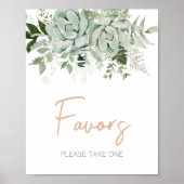 緑の多肉乳児シャワーの好意 ポスター (正面)