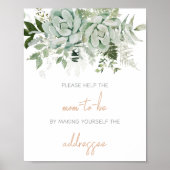 緑の多肉乳児シャワー封筒ステーション ポスター (正面)