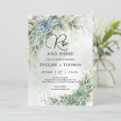 緑の多肉植物のユーカリの葉、昇り輝く 招待状 (スタンド正面)