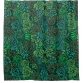 緑の多肉植物の庭 シャワーカーテン (正面)