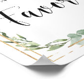 緑の多肉植物の花の葉のゴールドのギフトサイン ポスター (角)